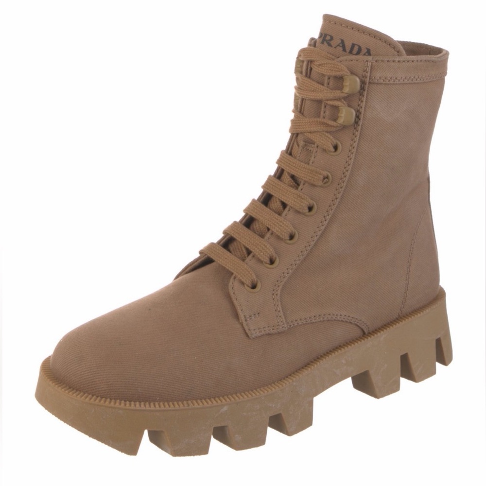 Prada Canvas Combat Boots size 39 perfect for safari